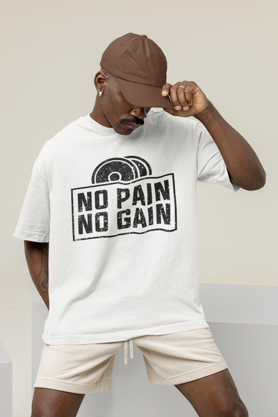 SEVBANO No Pain No Gain Gym Fitness Themed Oversize Unisex T-Shirt