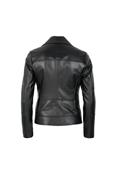 Desa Beatrix Women's Black Leather Biker Jacket