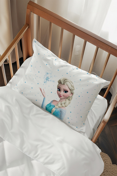 Talia Home Karlar Ülkesi Mavi Elsa Desenli 2 Adet Yastık Kılıfı TLAYK-307