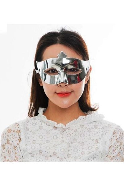 CEKAVE Silver Color Costume Party Extra Shiny Prom Mask 15x10 cm