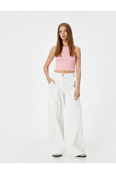 Koton Cotton Slim Fit Crop Halter Neck Undershirt - Ribbed