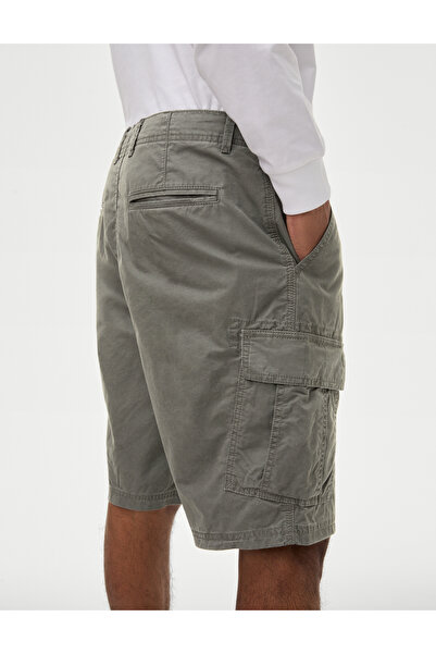 Marks & Spencer Saf Pamuklu Regular Fit Kargo Şort