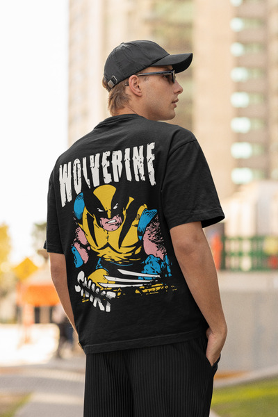 SEVBANO Wolverine Marvel Kahraman Baskılı Unisex Oversize Tişört