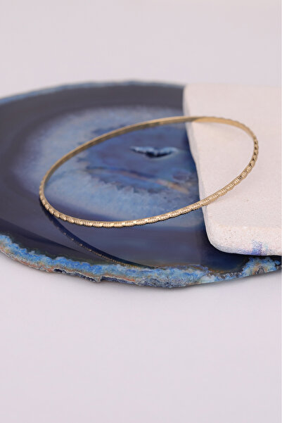 Nox Jewelry 925 Ayar Altın Mikron Kaplama Desenli Ajda Gümüş Bilezik - BV00104