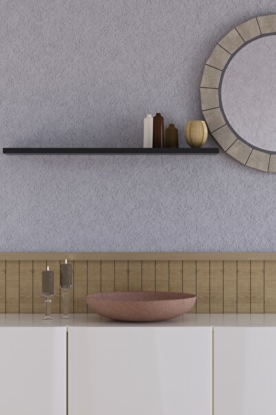 yankı-byeg 70 cm Mat Siyah Mdf Uçan Duvar Rafı Gizli Bağlantı Kitaplık