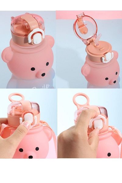 Beauty Loves Leon Life Smile Teddy Bear Model - 800 0ml Bpa Free Water Bottle and Water Bottle Water Bottle