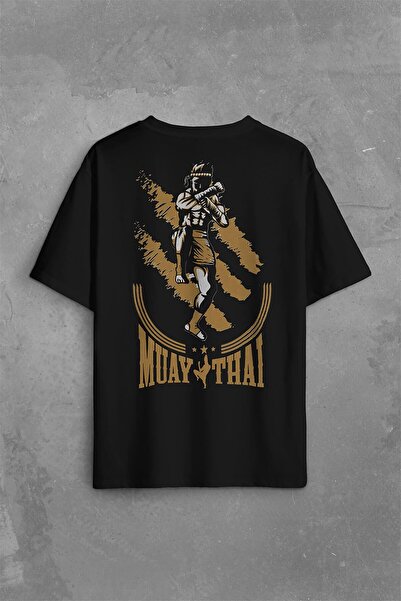 Kendim Seçtim Muay Thai MuayThai Kick Boks Boxing Uzak Doğu Sırt Ön Baskılı Oversize Tişört Unisex T-Shirt