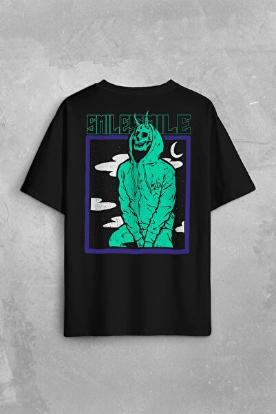 Kendim Seçtim Smile Skull Urban Wear Street Culture Skull Y2K Prednja i zadnj...