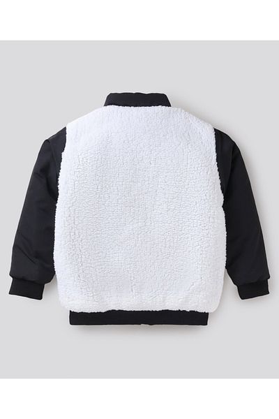 Bonfino Bonfino Winter Jacket with Bear Patch - Black & White
