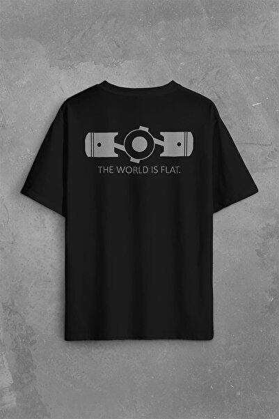 Kendim Seçtim Tricou supradimensionat cu imprimeu The World Is Flat Speed ​​T...