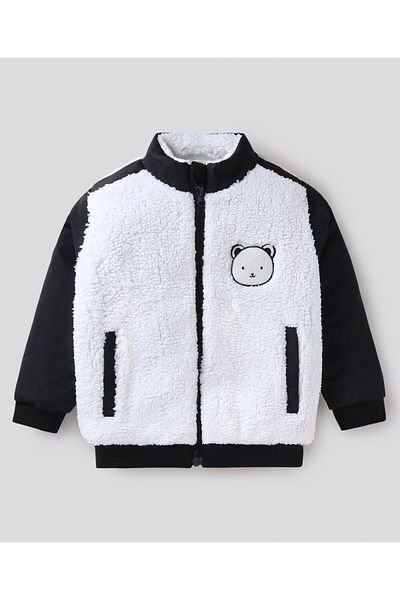 Bonfino Bonfino Winter Jacket with Bear Patch - Black & White