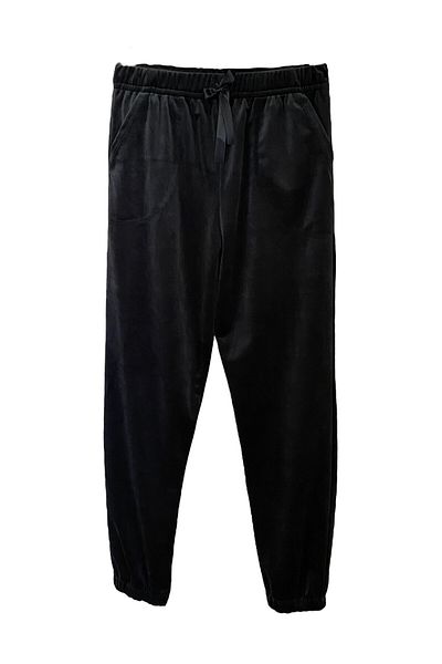 FORMO Pantaloni de pijama de jogger de înaltă calitate pentru femei, din catifea neagră, cu picioare elastice