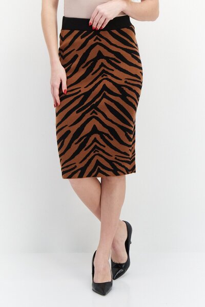 Carmen Marc Valvo Women Animal Print Midi Skirt, Multicolor