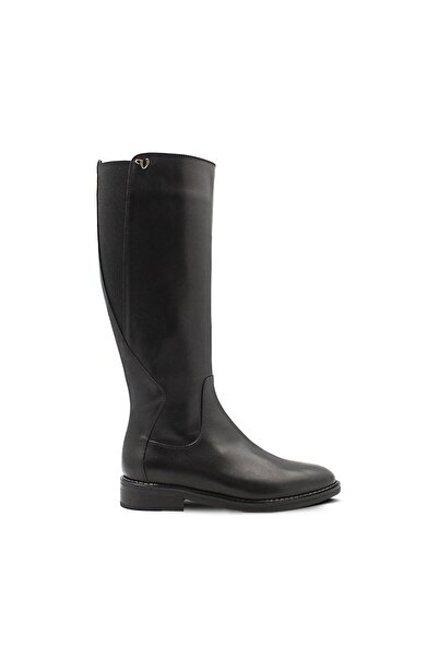 Vario Hakiki Deri Diz Altı Kadın Çizme Sıyah C322