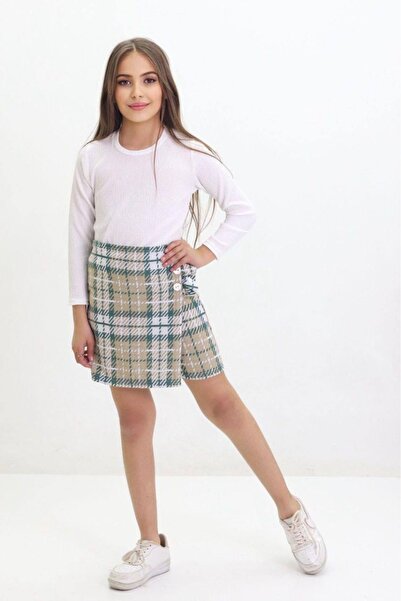 Popüler Çocuk Popular Kids 99-12-24 Girl's Shorts Skirt Suit 3-10 Years Old