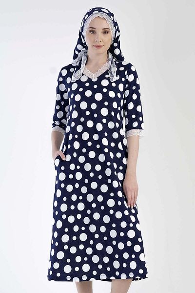 VİENETTA Women's Capri Sleeve Indigo Dress C7T0N0O303