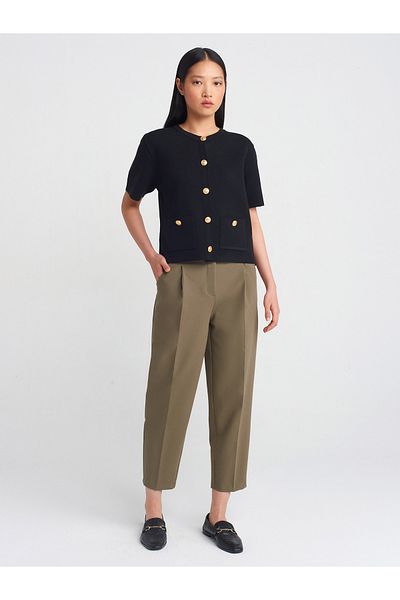 Dilvin 71533 Green Belted Carrot Fit Trousers