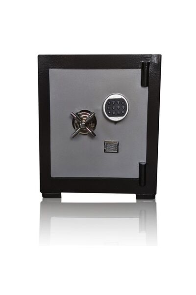 ÖNLEM Şifreli Gizli Bölmeli Çelik Para Kasası Siyah Gri Kapaklı Sağlam 55 Cm