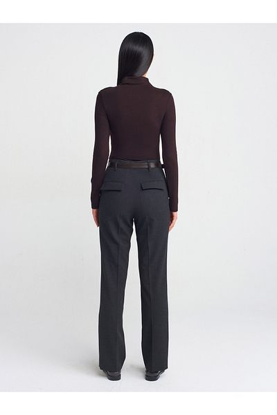 Dilvin 71593 Straight Fit Trousers with Anthracite Belt
