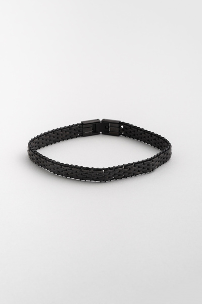 So CHIC... Siyah  Hematit Taşlı 21 Cm Çelik Erkek Bileklik