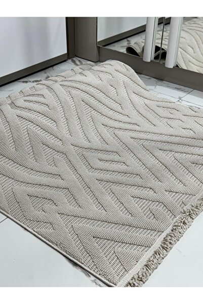 MBA MODA 1118 Bej Halı Yolluk Bukle Salon Halısı Antre Hol Koridor Halısı Kabartmalı Makine Halısı