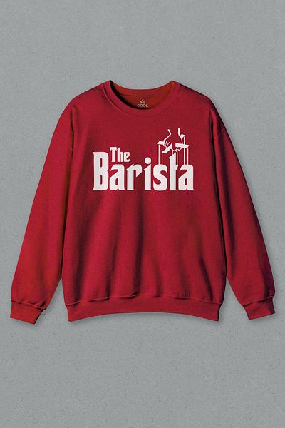 so cool Червен суичър Barista Godfather Coffee Кафе еспресо Щампован пот