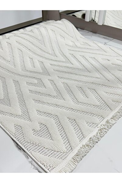 MBA MODA 1118 Krem Halı Yolluk Bukle Salon Halısı Antre Hol Koridor Halısı Kabartmalı Makine Halısı