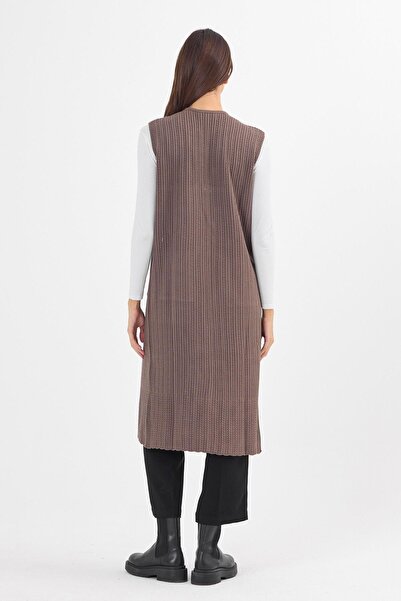 Uludağ Triko Γυναικείο μακρύ αθλητικό γιλέκο Mink