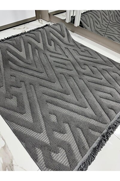 MBA MODA 1118 Antrasit Halı Yolluk Bukle Salon Halısı Antre Hol Koridor Halısı Kabartmalı Makine Halısı
