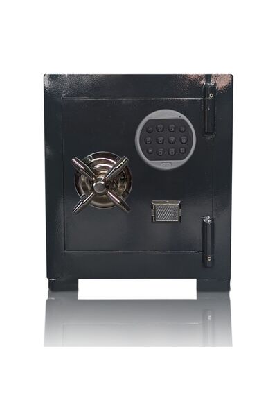 ÖNLEM Şifreli Gizli Bölmeli Çelik Para Kasası Gri Özel Boya Sağlam Kaliteli 55 Cm