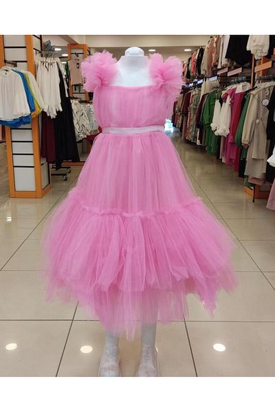 Yonca Çocuk Βραδινό φόρεμα για κορίτσια MİARAS Kids 5013 με βολάν στους ώμους