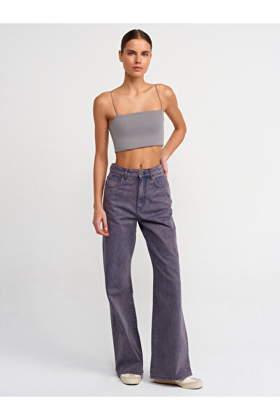 Dilvin 70459 High Waist Trousers-Purple