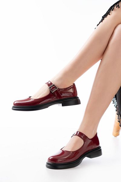 Moda Asmira Ysn-4444 Claret Red Patent Leather Casual Shoes