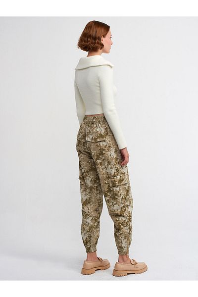 Dilvin 70983 Printed Cargo Pants-Beige