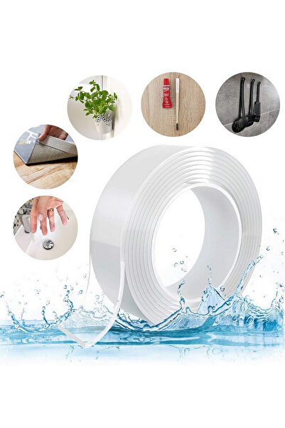 Soillium 2 Metre Şeffaf Çift Taraflı Bant Su Geçirmez Süper Güçlü Yapışkanlı ...