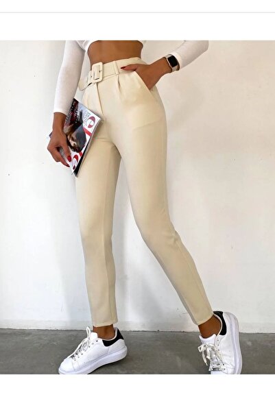 QİSSO ΜΠΕΖ ΖΩΝΗ Λεπτομέρεια Υφασμάτινο Παντελόνι