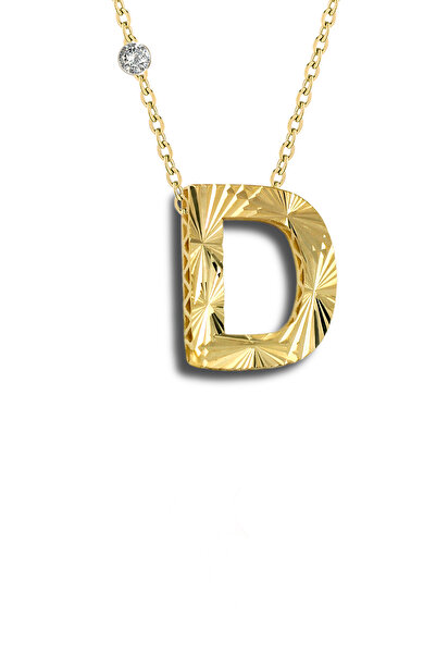 Demas Gold Pırlanta 14 Ayar Altın Kalemli D Harfi Kolye