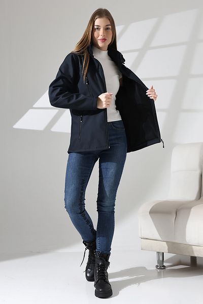 B.HE.Z Navy Blue Women's Softshell Coat - Waterproof, Fleece, Detachable Hood