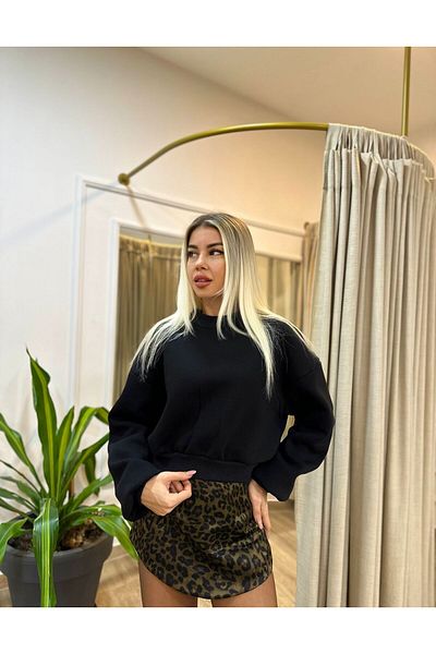 POODLE Hanorac oversize pentru femei cu mâneci raglan și decolteu