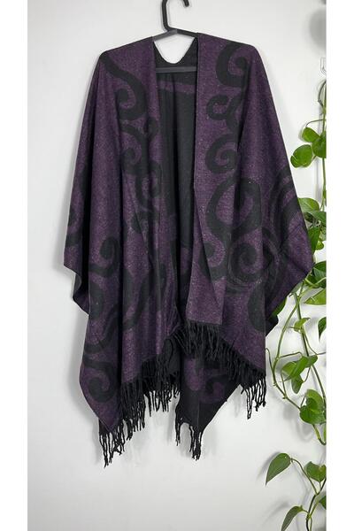 Sobe Hediyelik Kadın Kışlık Çift Taraflı Panço Omuz Şalı