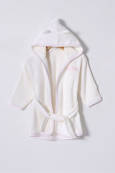 U.S. Polo Assn. يو اس بولو اسن. رداء حمام كريمي للفتيات الصغيرات
