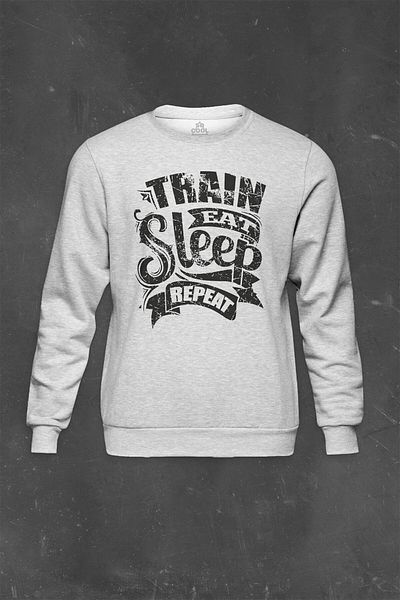 so cool Γκρι φούτερ Eat Sleep Train Repeat Eat Sleep Train Ταξίδι με στάμπα Unisex Φούτερ