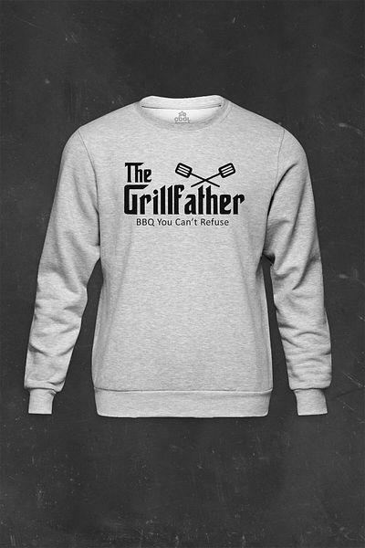 so cool Сив суитшърт унисекс суитшърт с щампа на грила и барбекю месо The Grill Father Godfather