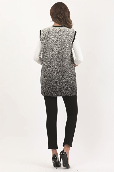 Uludağ Triko Women's Black Pocketed Sleeveless Knitted Knitted Vest