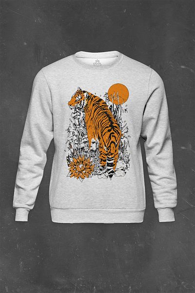 so cool Сив суитшърт Tiger Moon Full Moon Moon Унисекс суитшърт с щампа на тигър