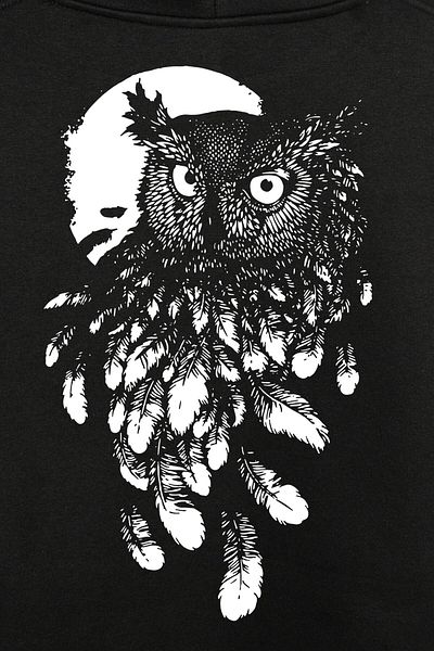 Kendim Seçtim Owl Full Moon Owl Hanorac imprimat față și spate Hanorac cu glugă unisex