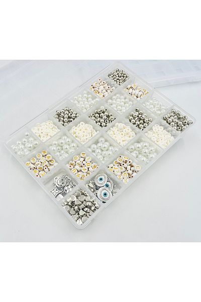 yiğit aksesuar Σετ 4 τεμαχίων Hobby Supplies - Ασημένιο Spacer και Σετ βραχιόλι με μαργαριτάρια και χάντρες με γράμματα