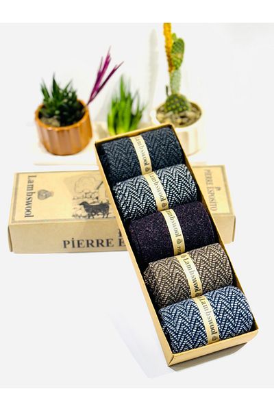 Pierre Esposito Ανδρικές κάλτσες Lambswool Wool - Jacquard, Σετ 5 ζευγαριών