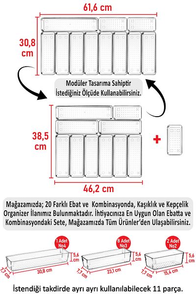 color house Οργανωτής Κουταλιών Μονάδας σε Σετ 11 για Μοντέρνες Κουζίνες Διαφανής