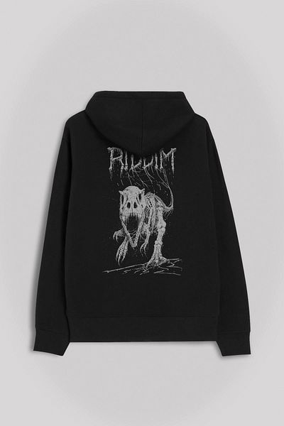 Kendim Seçtim Riddim Dinosaur T-rex Metal Rock Dinosaurs Front And Back Printed Sweatshirt Unisex Hooded Hoodie